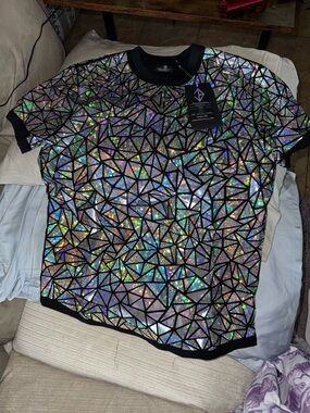 Iridescent Mosaic Short Sleeve Tee - Black Trim